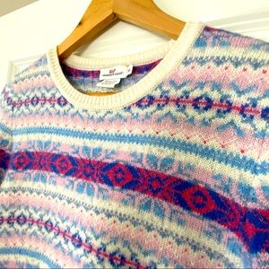 Vineyard Vines Fair Isle Snowflake Crew Neck Sweater Size XS with MEASUREMENTS
